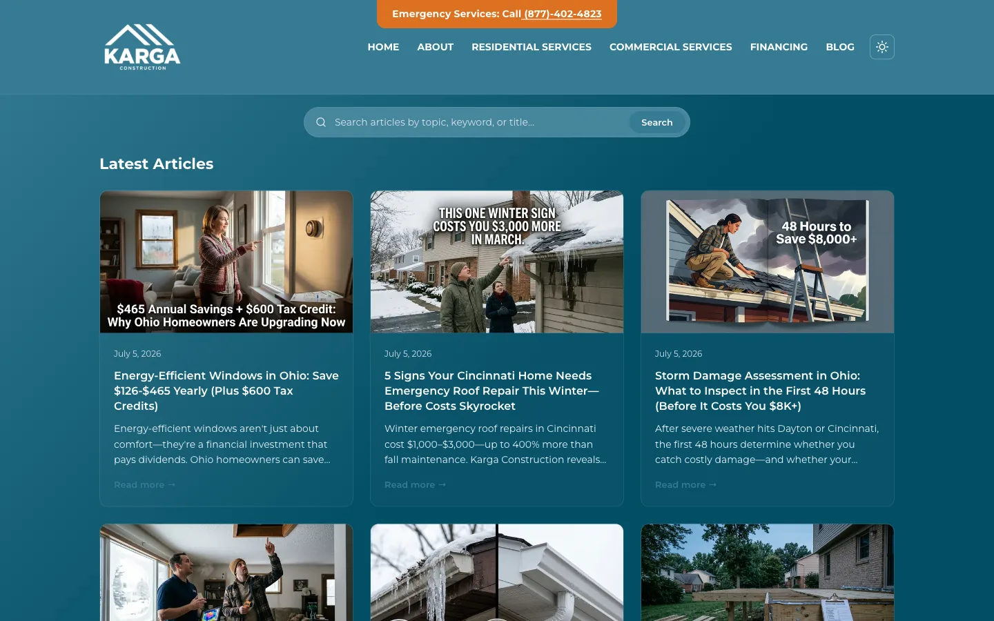 Karga Construction homepage, built on eezyRank